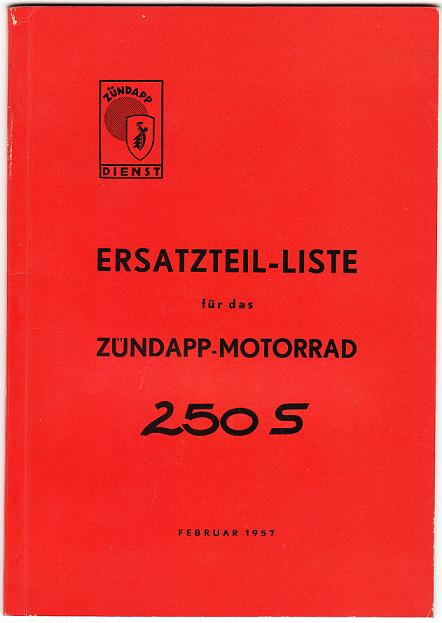 Original Ersatzteilliste Typ 250 S